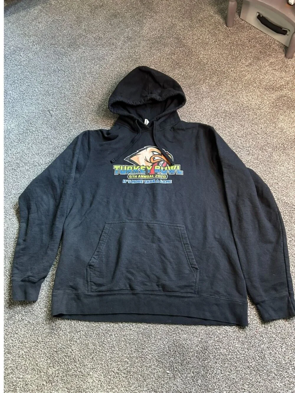 Turkey Bowl 2020 Hoodie Port & Company Black Graphic Size LG